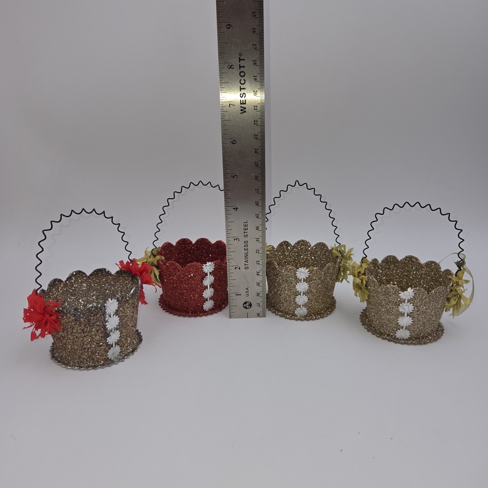 Lots of 5 Wendy Addison Original Gift Basket Paper Mache Christmas Decoration - Picture 7 of 8